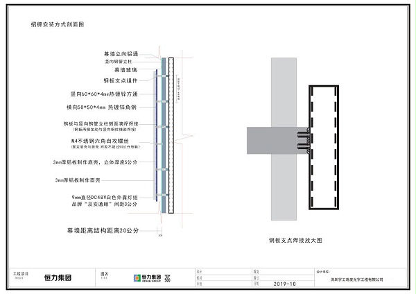 楼宇贴墙发光字施工图9