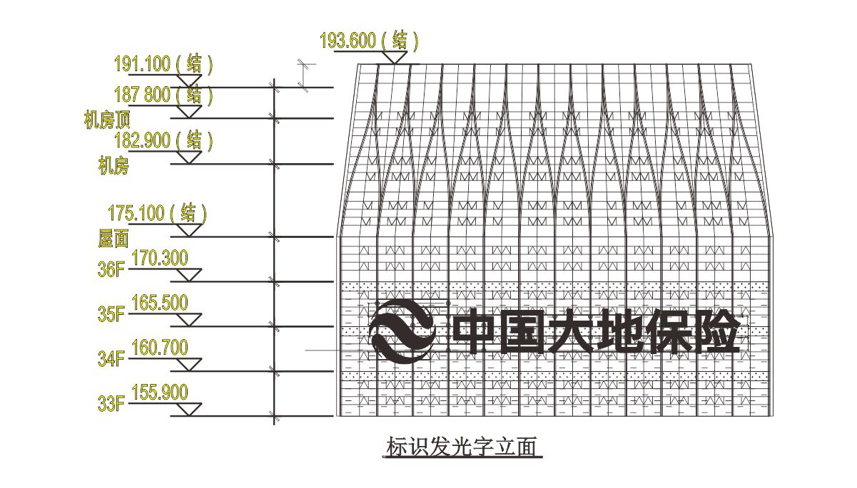 南宁中国大地保险玻璃幕墙发光字工程案例