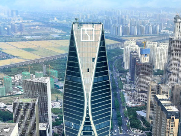 杭州第二高楼极氪望朝中心288米幕墙发光字